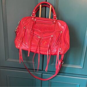 Rebecca Minkoff Tri Zip Jealous Satchel Red Bag Purse Crossbody or Handles